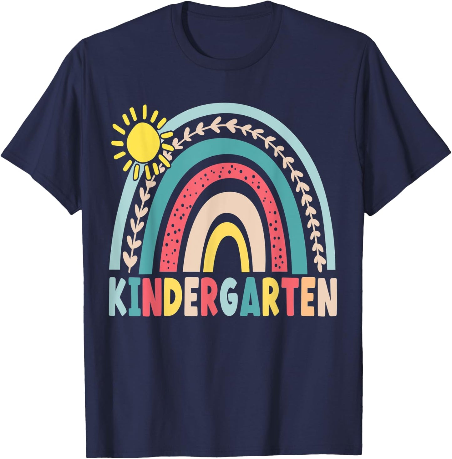 Kindergarten Back To School Rainbow Teacher Girls Boys Kids T-Shirt - T-Shirt | Navy