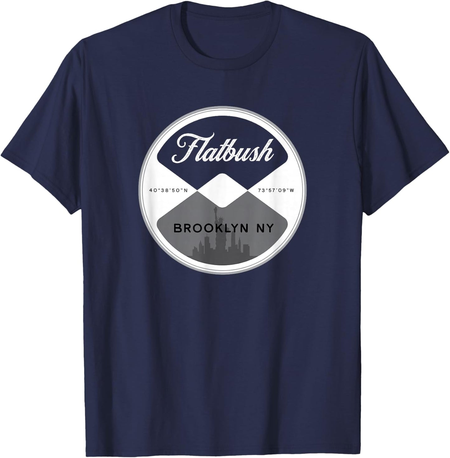 Flatbush Brooklyn New York City NYC Circle Graphic T-Shirt - T-Shirt | Navy