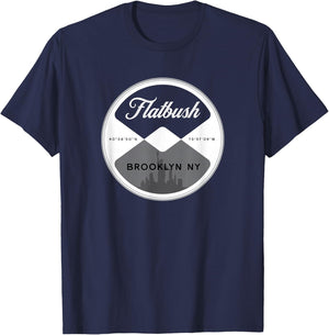 Flatbush Brooklyn New York City NYC Circle Graphic T-Shirt - T-Shirt | Navy