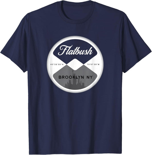 Flatbush Brooklyn New York City NYC Circle Graphic T-Shirt - T-Shirt | Navy