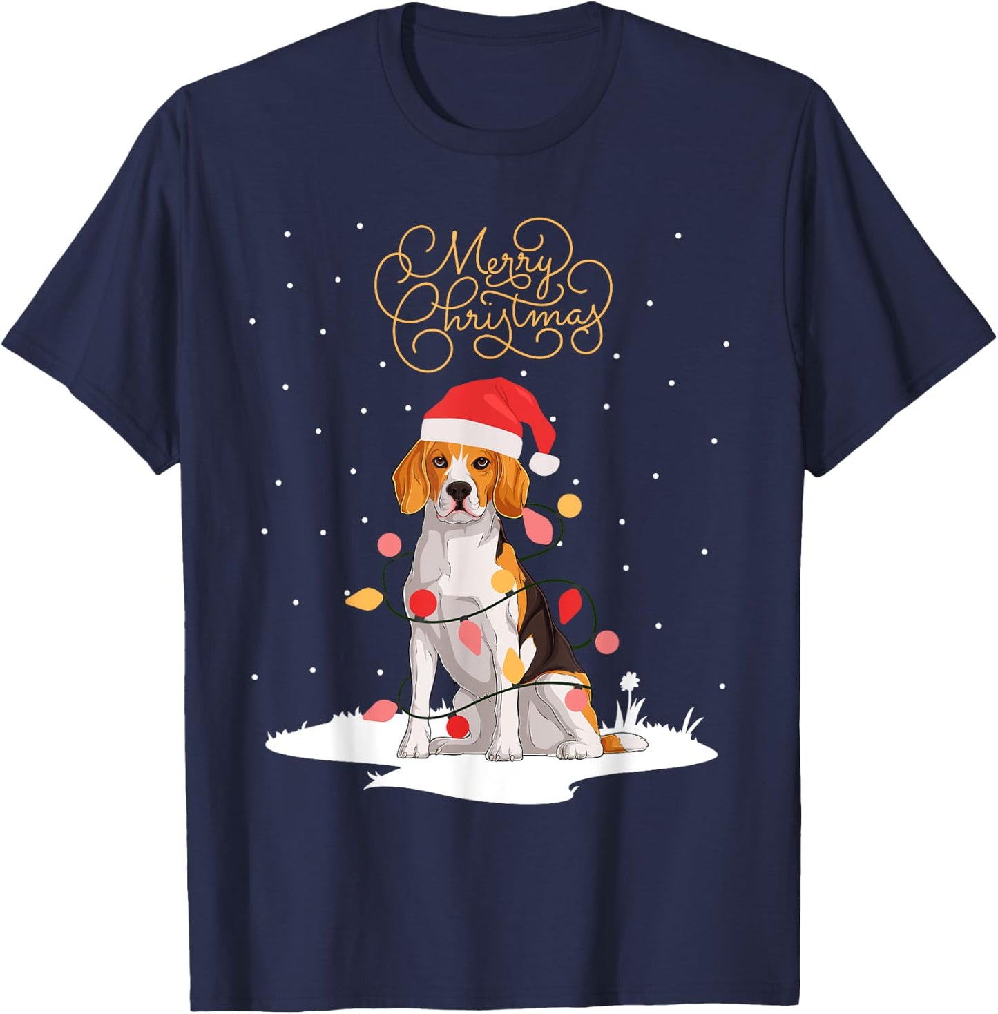 Beagle Merry Christmas Funny Xmas Christmas Beagle T-Shirt - T-Shirt | Navy