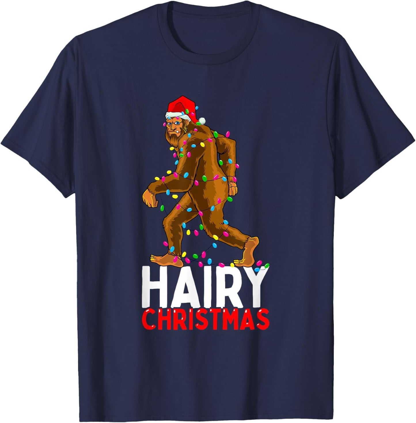 Bigfoot Hairy Christmas Funny Xmas Men Pajama T-Shirt - T-Shirt | Navy