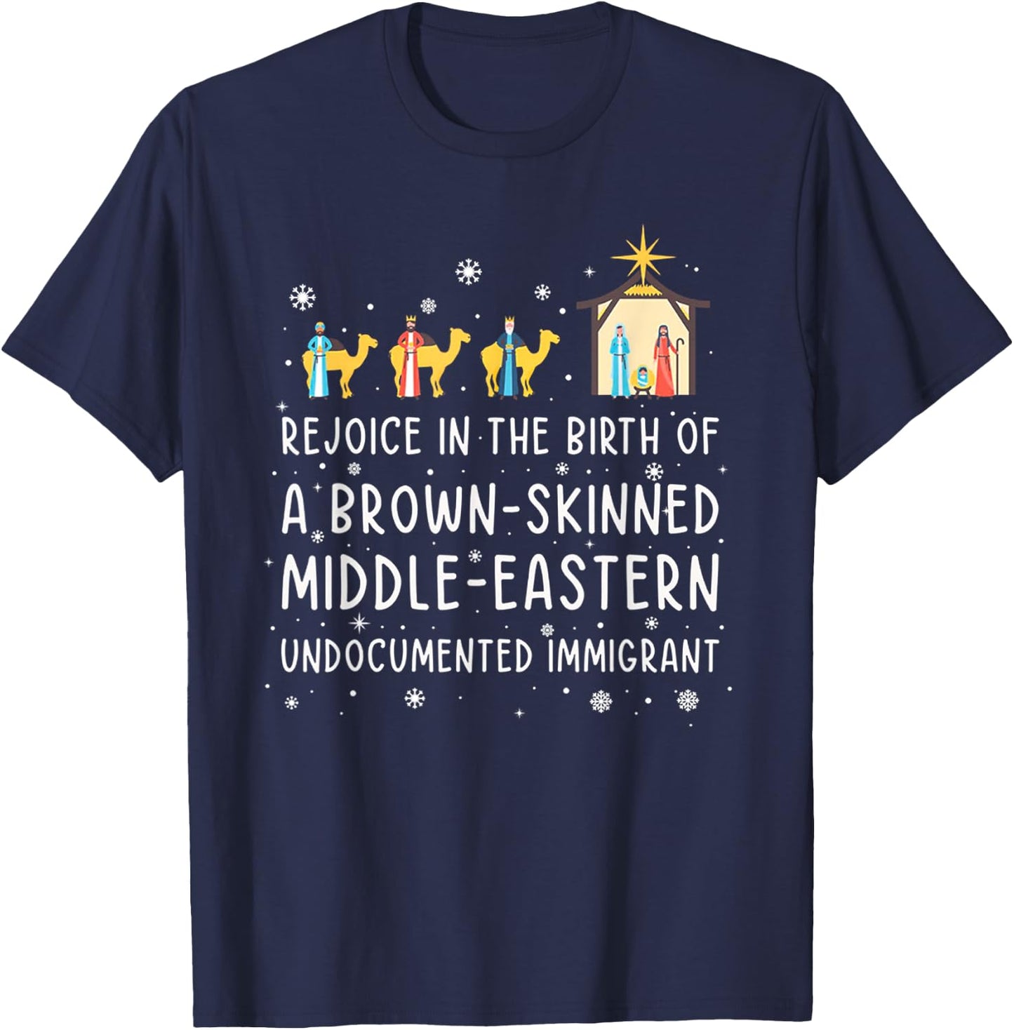 Rejoice In The Birth Of The Brown-Skinned Middle- Eastern T-Shirt - T-Shirt | Navy
