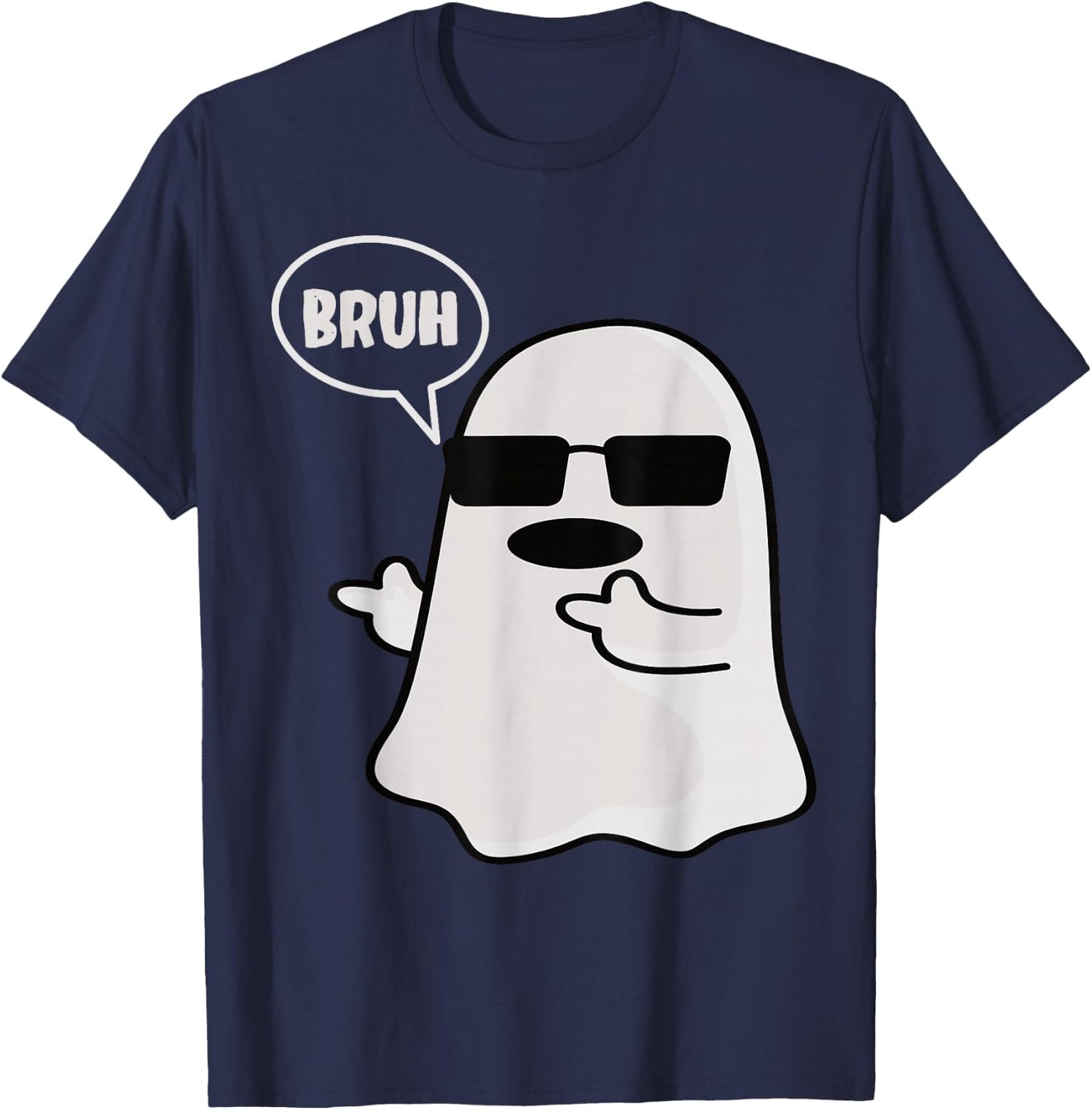Funny Halloween Bruh Ghost Men Boys T-Shirt - T-Shirt | Navy