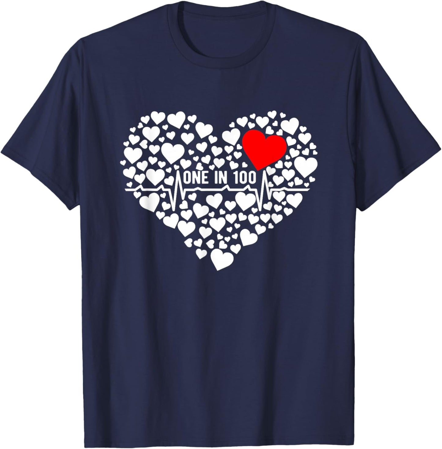 One in 100 CHD Warrior Congenital Heart Disease Awareness Small T-Shirt - T-Shirt | Navy