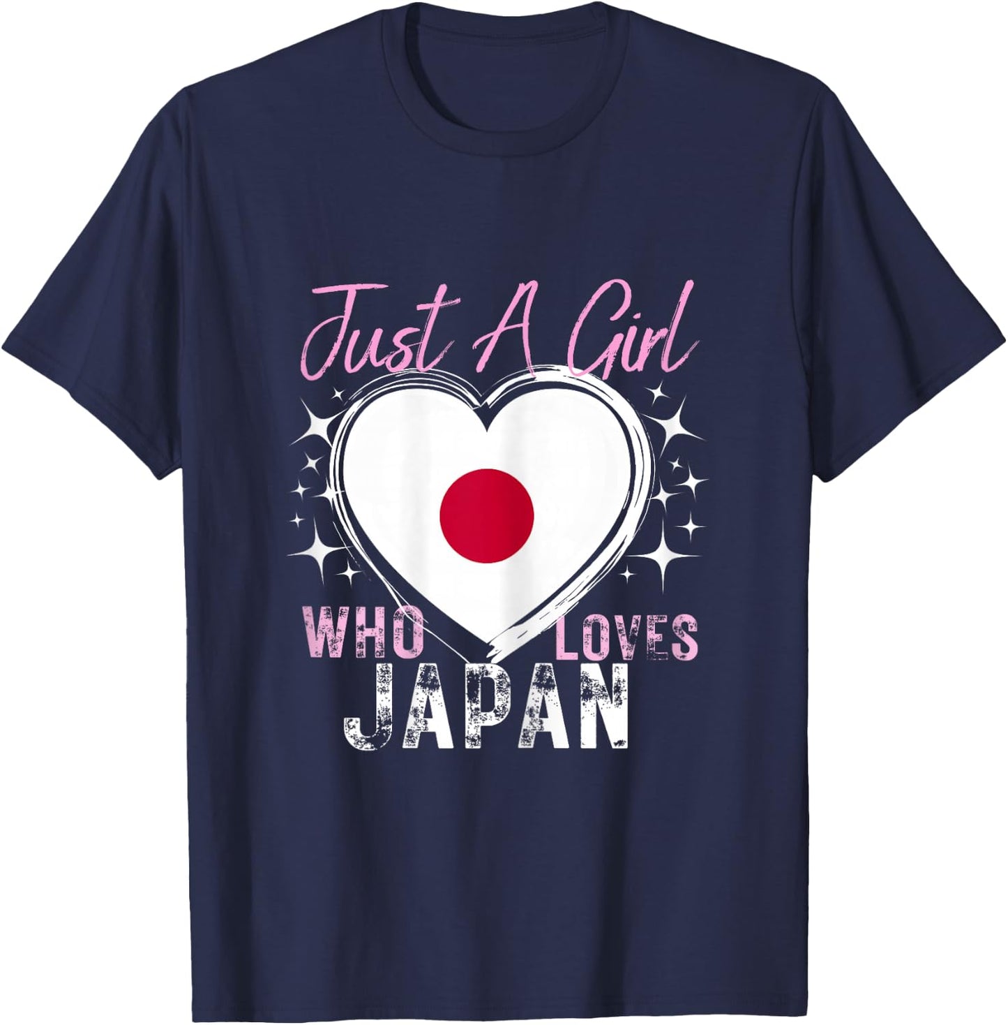 Japan Just A Girl Who Loves Japan Heart Flag for Girls T-Shirt - T-Shirt | Navy