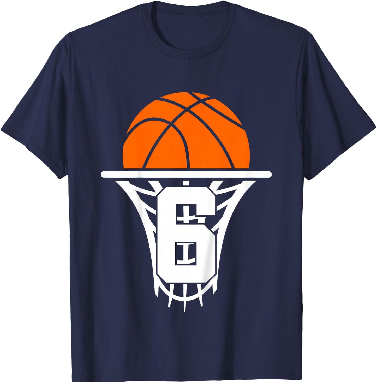 6 Years Basketball 6th Birthday T-Shirt - T-Shirt | Navy