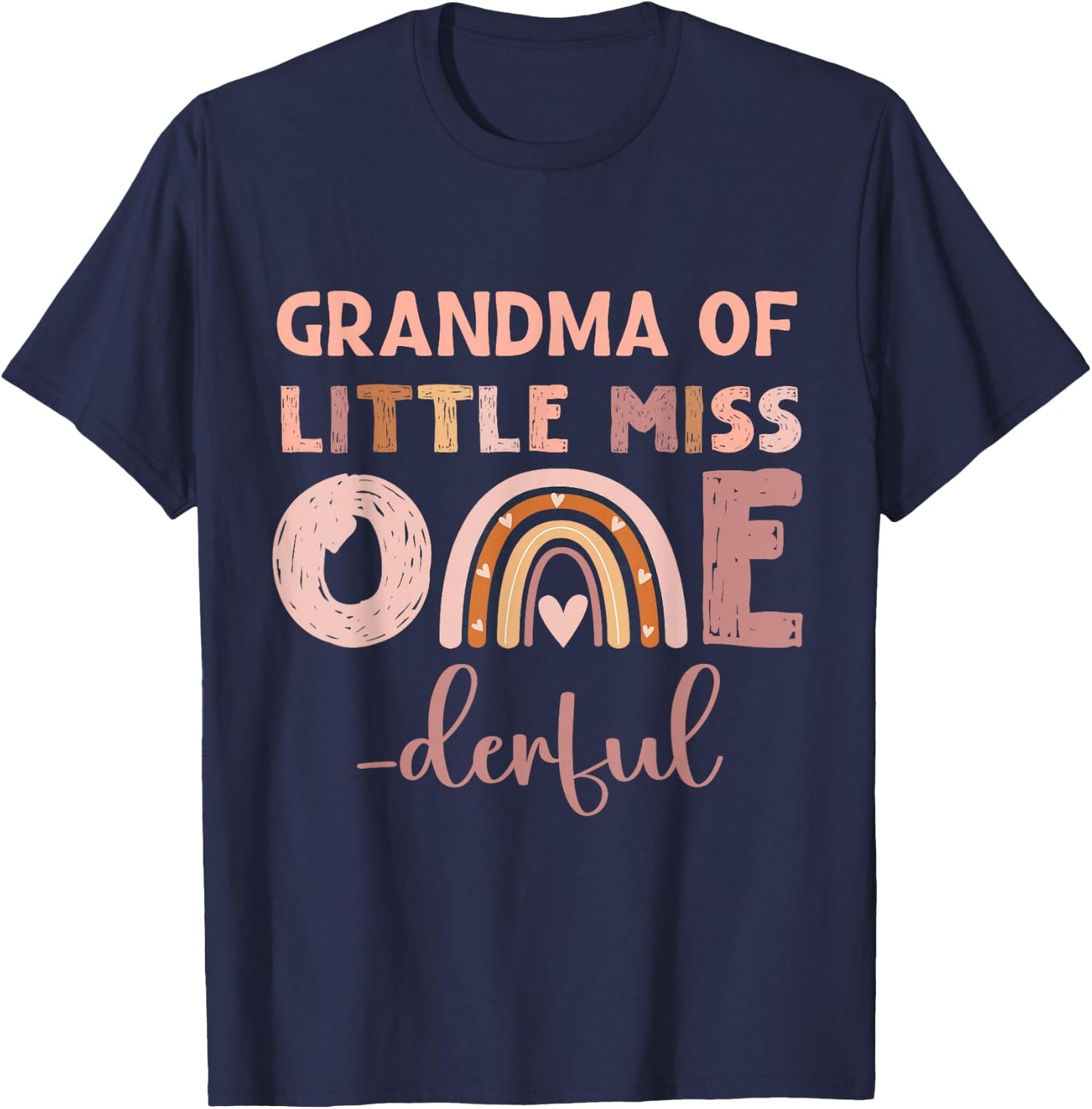 Boho Grandma of Miss Onederful 1st Birthday Girl Cute T-Shirt - T-Shirt | Navy