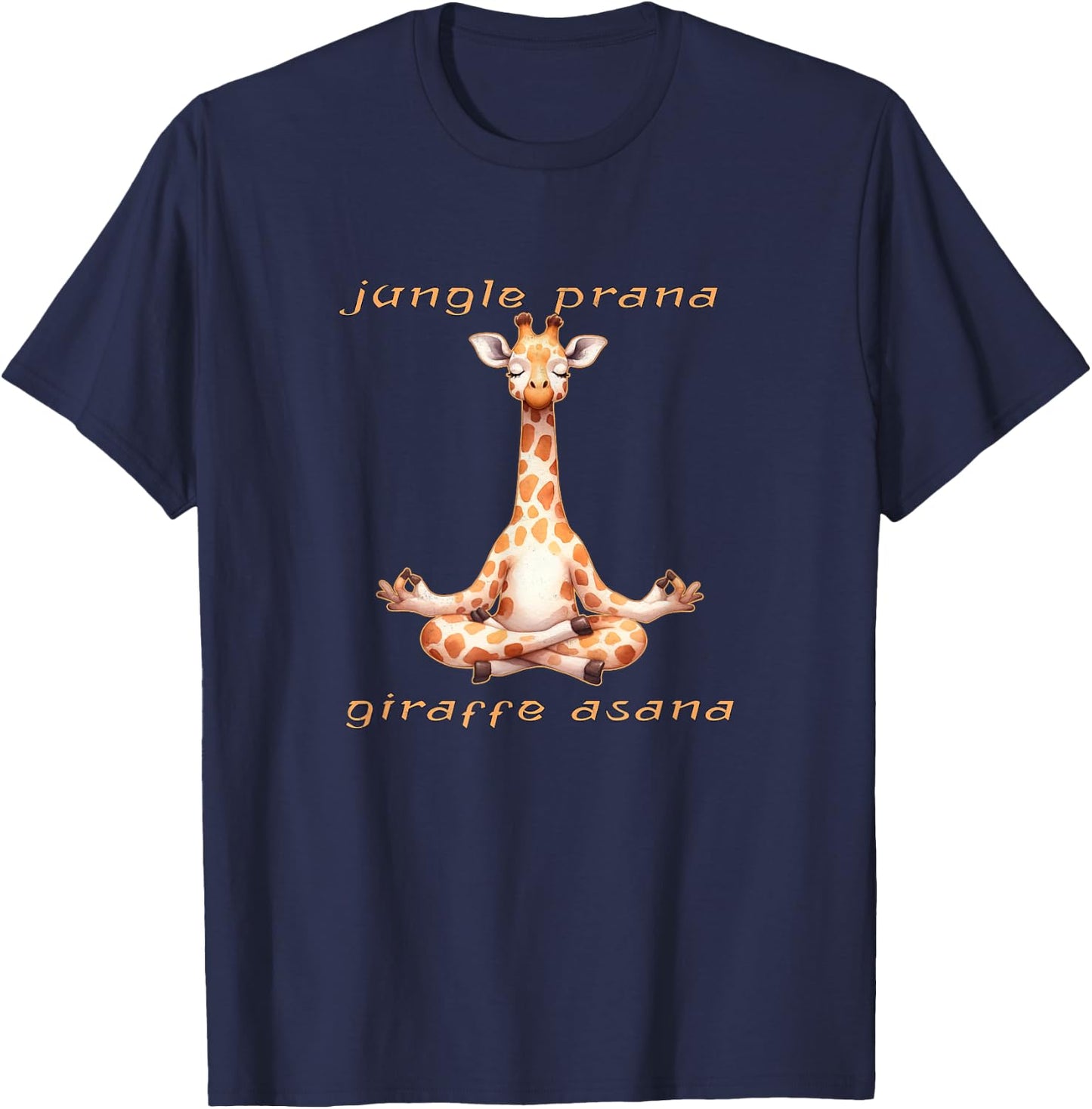 Funny Giraffe Yoga - Jungle Prana, Giraffe Asana T-Shirt - T-Shirt | Navy