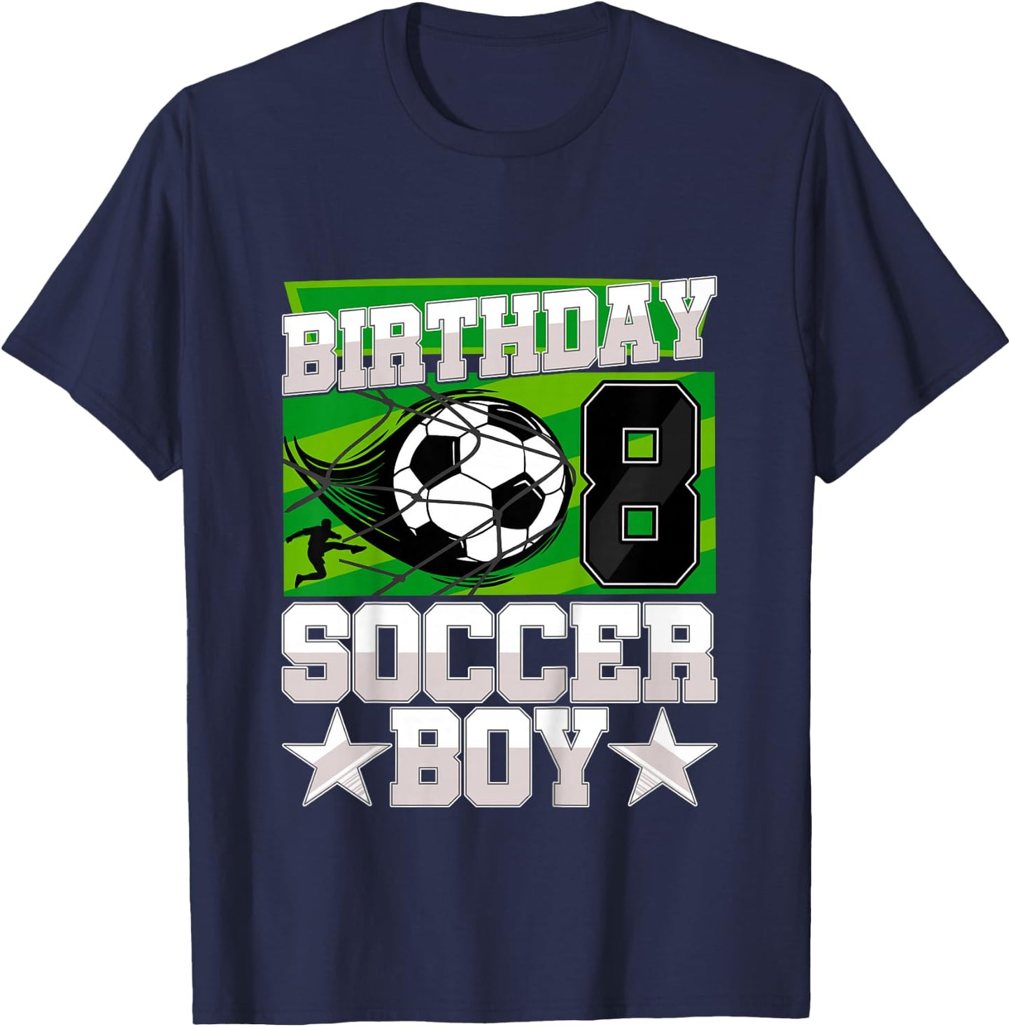 Kids Soccer Birthday Party - 8th Birthday Boy 8 Years Old T-Shirt - T-Shirt | Navy