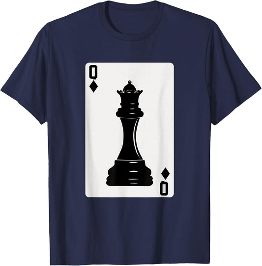 Chess Queen Playing Card T-Shirt - T-Shirt | Navy