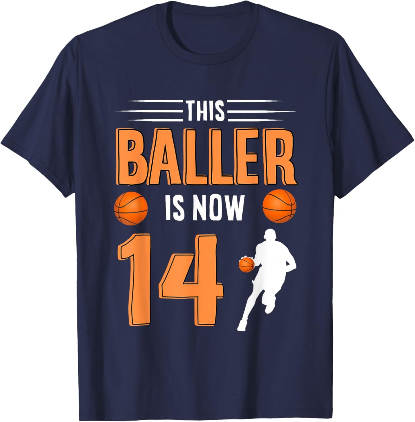 14th Birthday Basketball - This Baller is now 14 T-Shirt - T-Shirt | Navy
