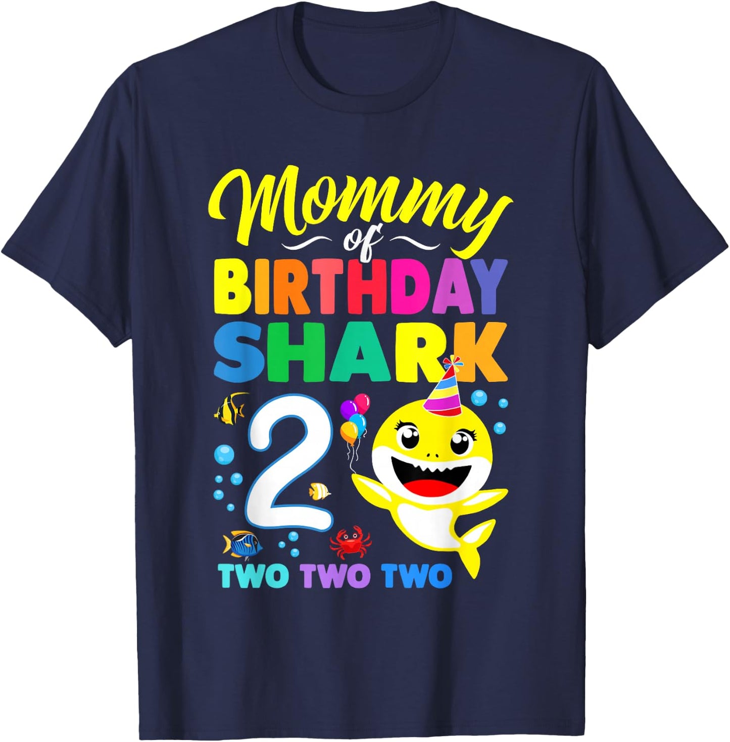 Mommy of Birthday Shark 2nd Matching Oufit Party for Family T-Shirt - T-Shirt | Navy