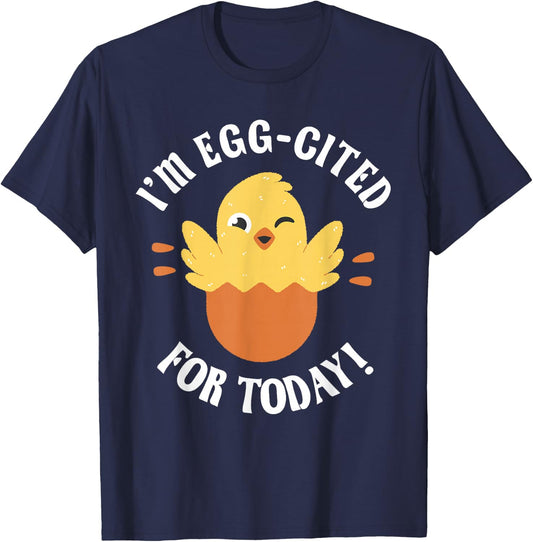 Chicks Design Chicken Lover Egg-Cited Hatching Chick Design Funny Easter Chicks -Kids T-Shirt - T-Shirt | Navy
