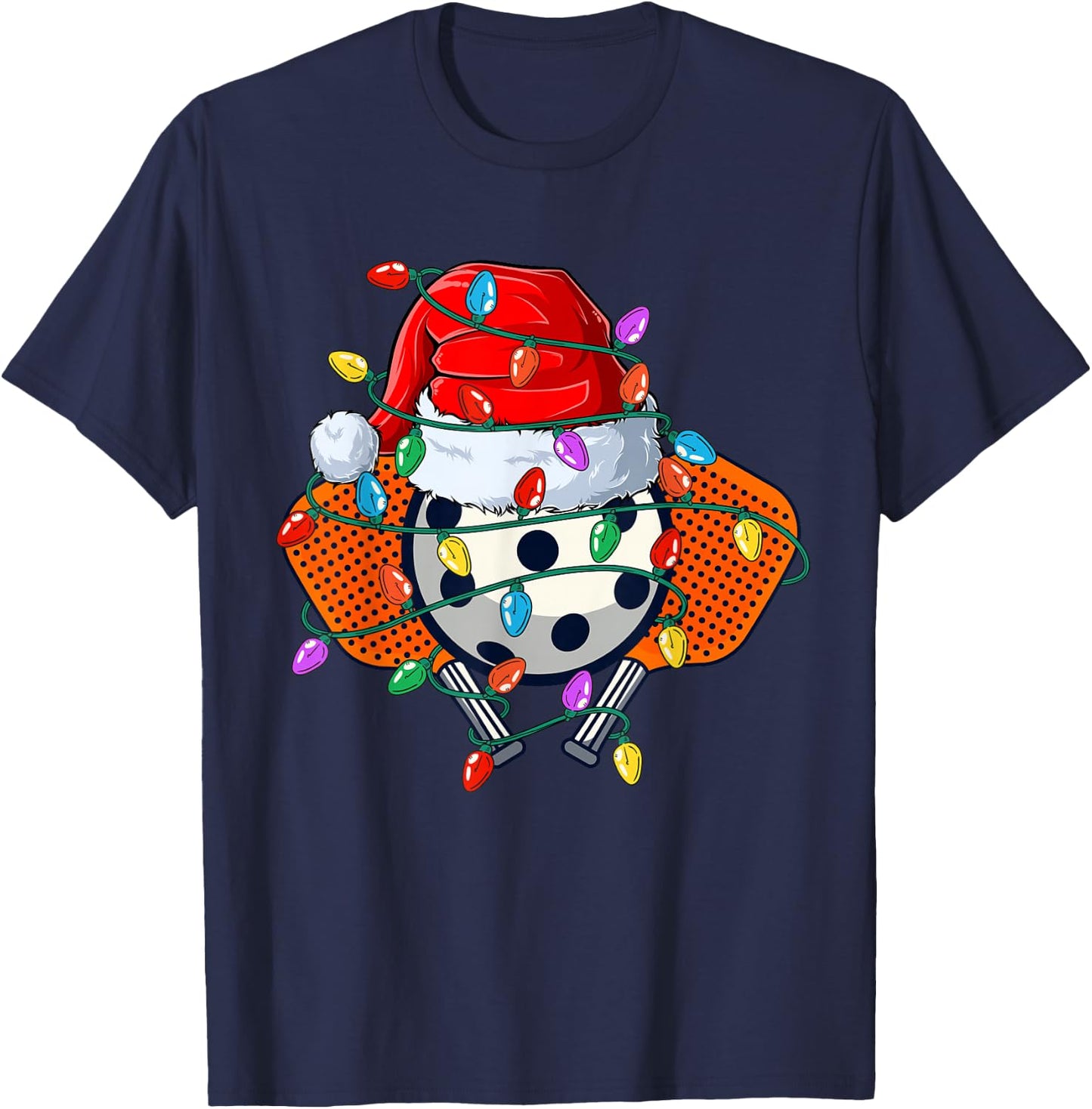 Christmas Pickleball Xmas Santa Sports Hat Ball Kids Boy Men T-Shirt - T-Shirt | Navy