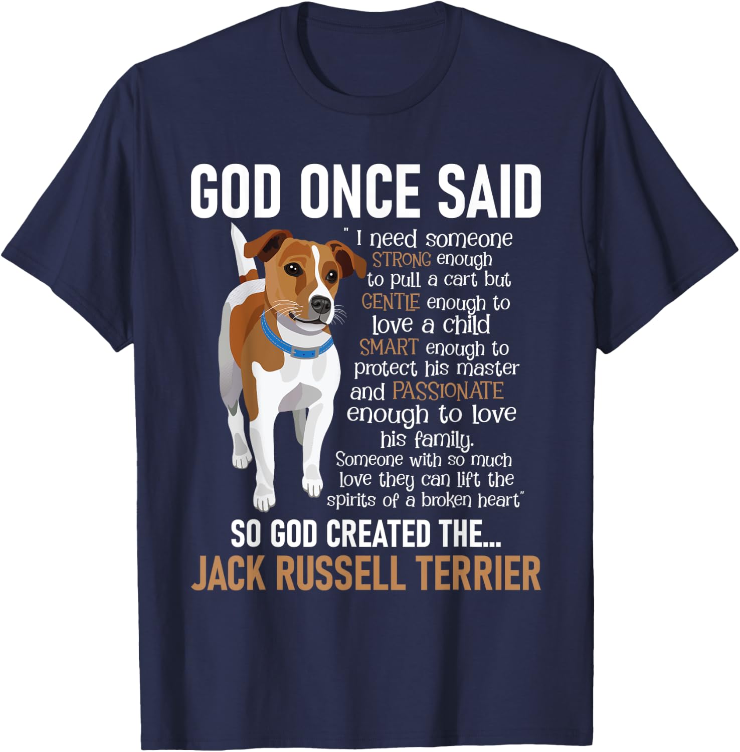God Created The Jack Russell Terrier - Dog Lover Women Girls Kids T-Shirt - T-Shirt | Navy