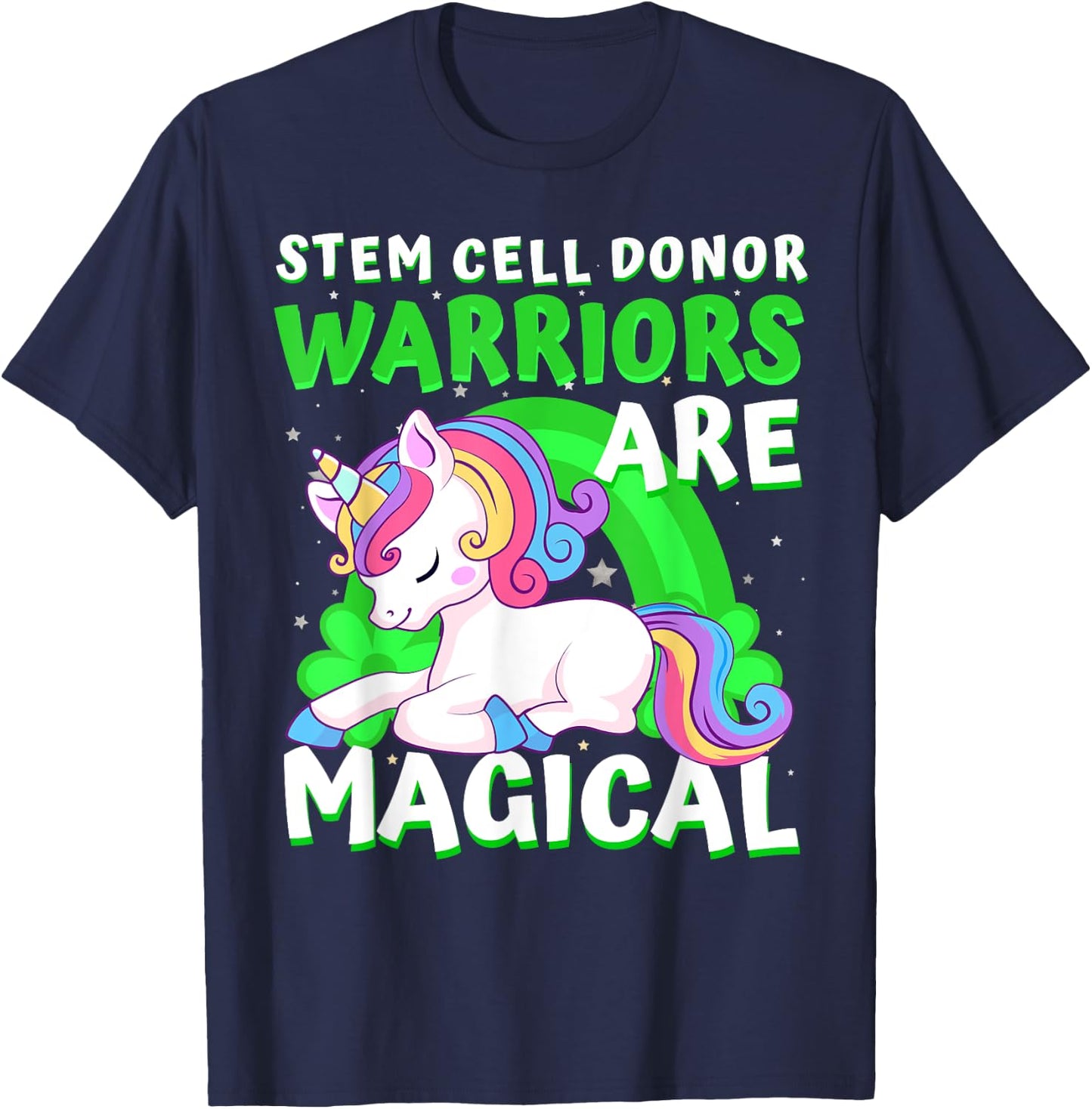 Warriors Magical Stem Cell Donor Awareness Ribbon Unicorn T-Shirt - T-Shirt | Navy