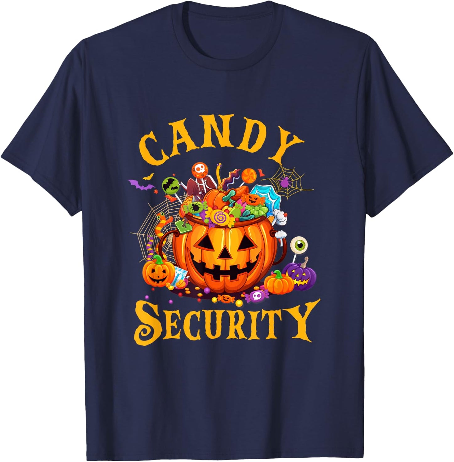 Funny Candy Security Halloween Costume Party T-Shirt - T-Shirt | Navy