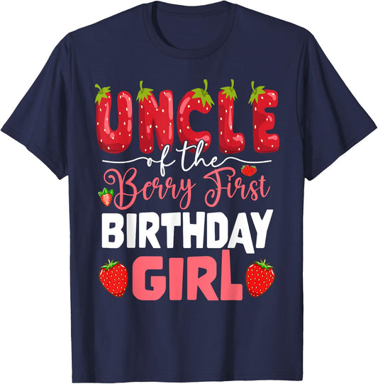 Uncle of The Berry First Birthday of Girl Strawberry Tio T-Shirt - T-Shirt | Navy