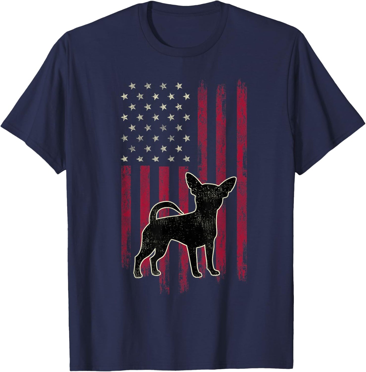 Chihuahua Dog Lovers American Flag 4th Of July T-Shirt - T-Shirt | Navy