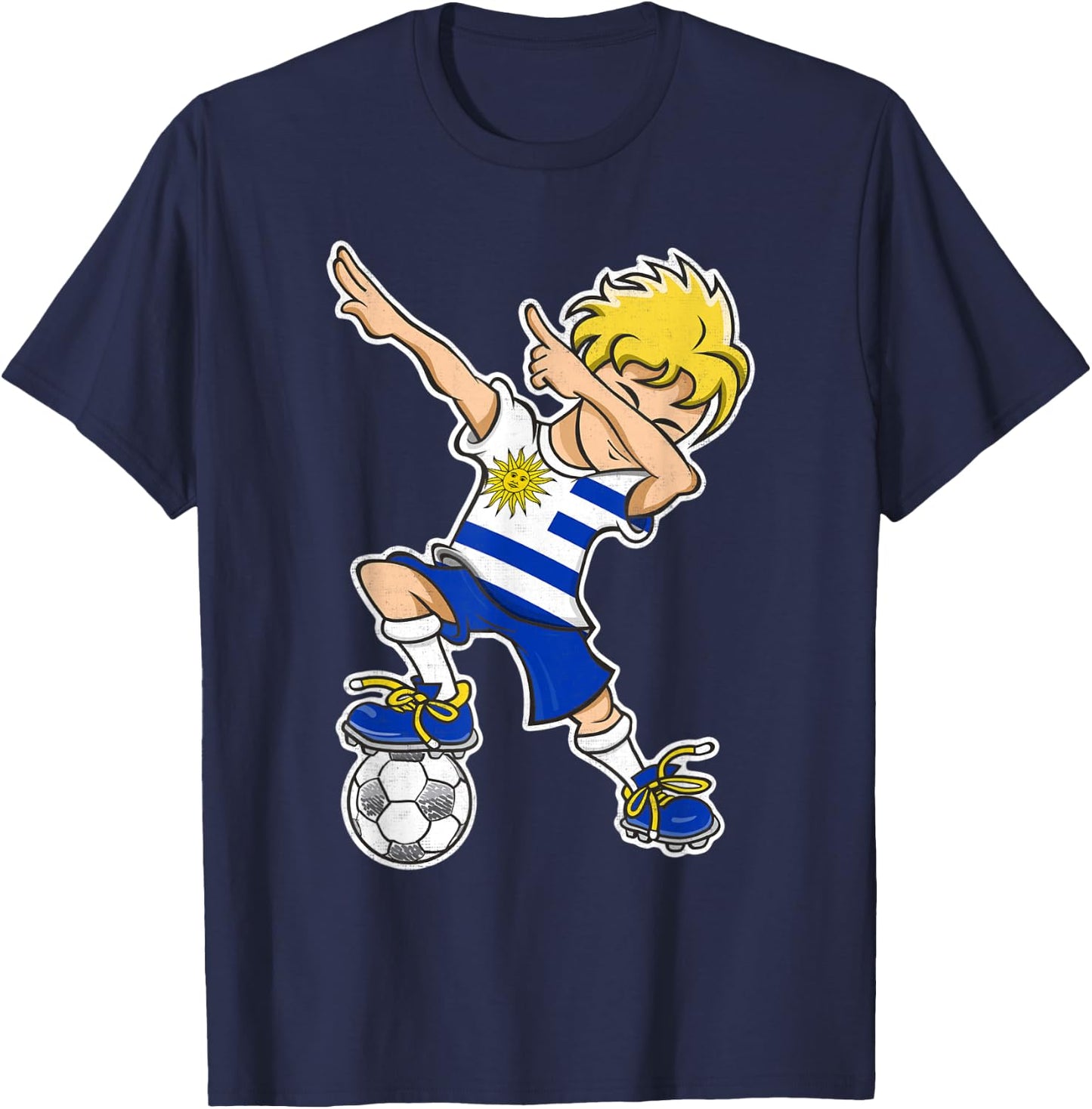 Uruguay Soccer Jersey Dabbing Boy Uruguayan Flag T-Shirt - T-Shirt | Navy