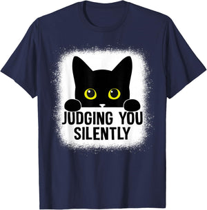 Funny Cat Judging You Silently Sarcastic Cat T-Shirt - T-Shirt | Navy