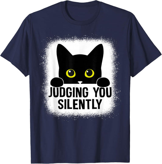 Funny Cat Judging You Silently Sarcastic Cat T-Shirt - T-Shirt | Navy