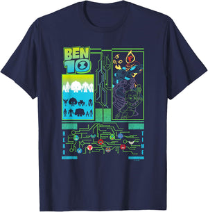 Ben 10 Group Cyber Tech Poster T-Shirt - T-Shirt | Navy