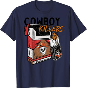 Vintage Retro Cowboy Killers Funny Skeleton Men Women T-Shirt - T-Shirt | Navy