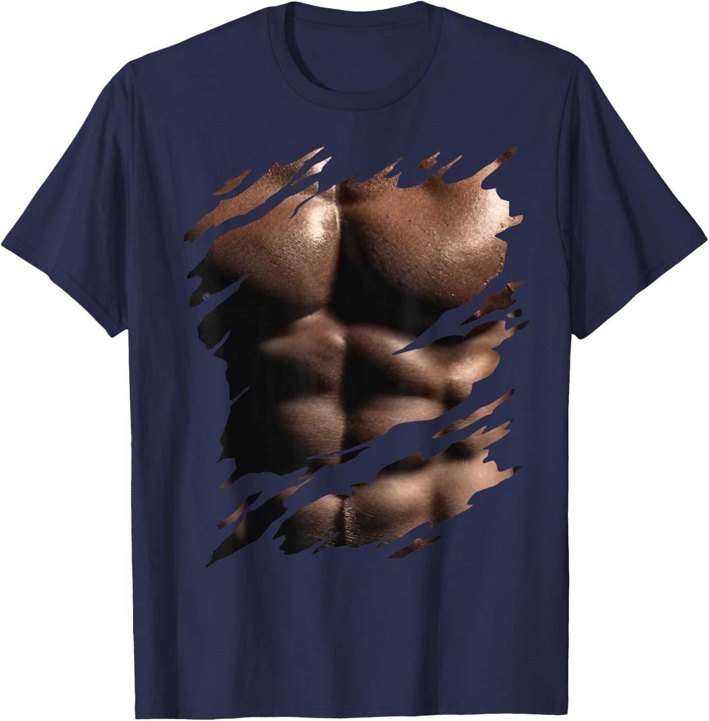 Chest Six Pack I Muscles Bodybuilder I Fake Muscle T-Shirt - T-Shirt | Navy