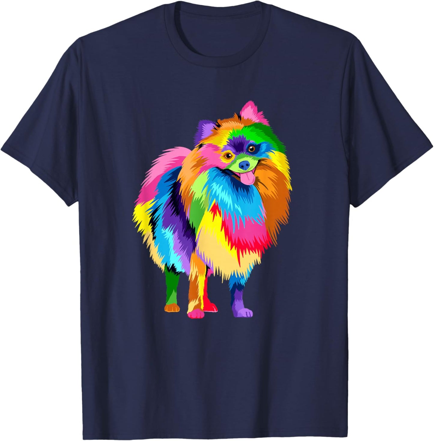 Colorful Pomeranian Artwork - Dog Lover Animal Breeder T-Shirt - T-Shirt | Navy