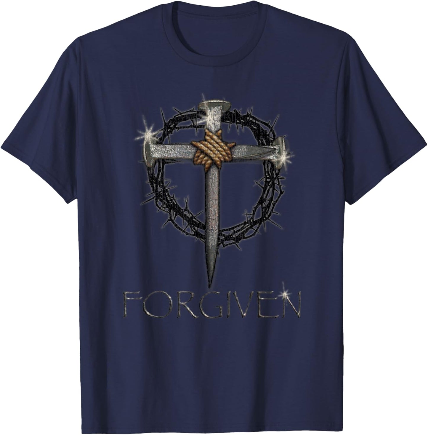 Vintage Forgiven 3 Nails Crown Of Thorns T-Shirt - T-Shirt | Navy