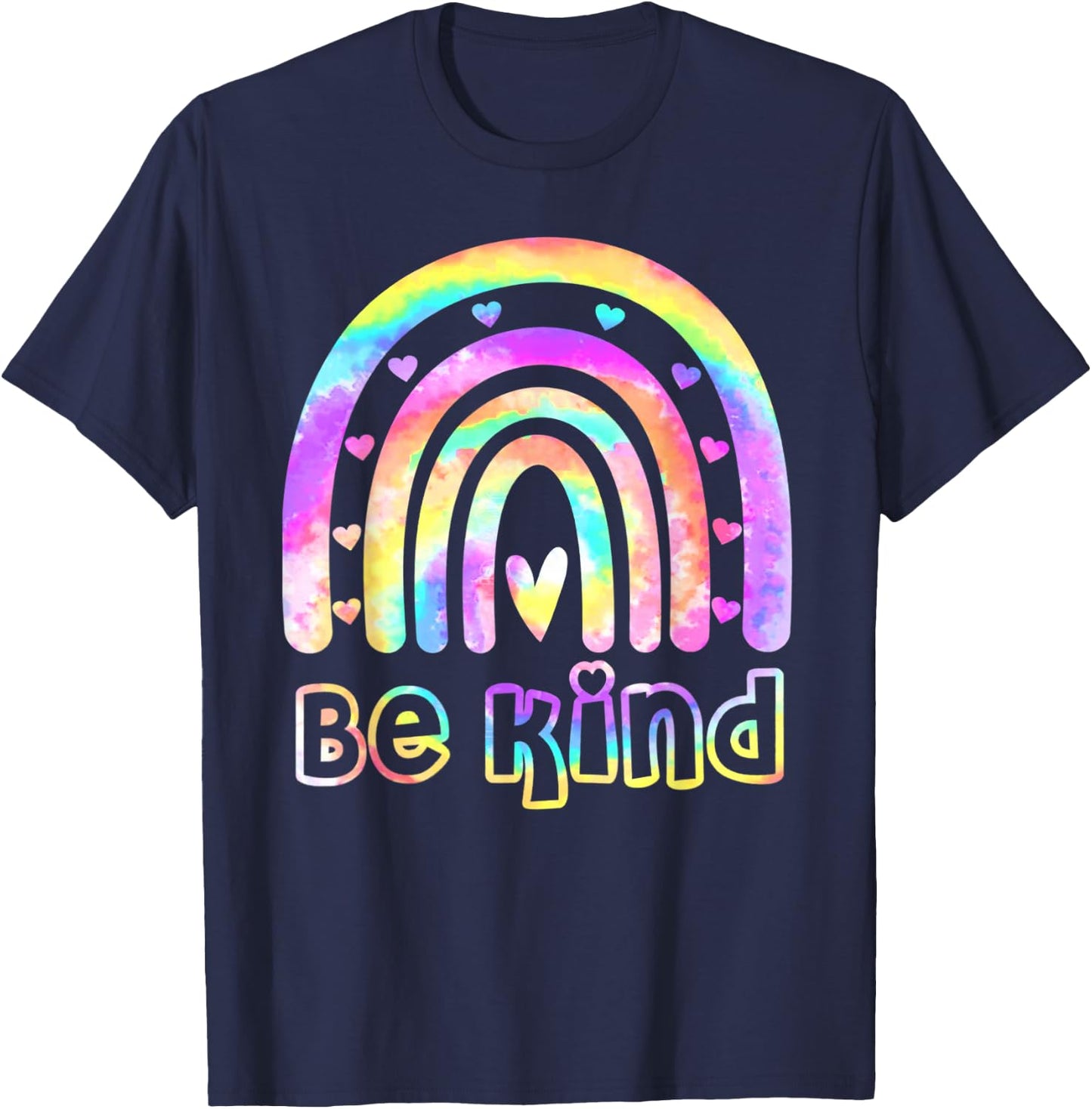 Be Kind Tie Dye Rainbow Choose Kindness Women Kids Girls T-Shirt - T-Shirt | Navy
