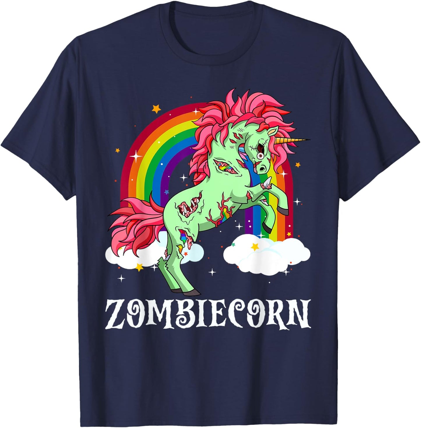 Zombiecorn Zombie Unicorn Halloween Women Girls Rainbow T-Shirt - T-Shirt | Navy