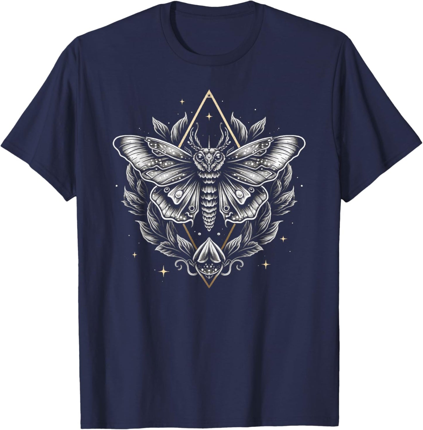 Last Gasp Graphics Moth Lepidoptera Heterocera Folkloric Wiccan Nature Goth T-Shirt - T-Shirt | Navy