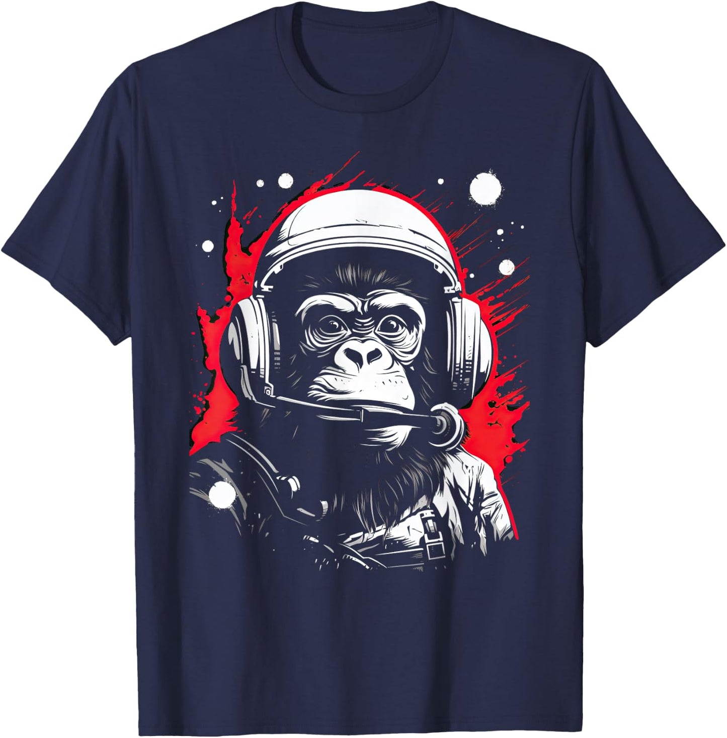Iconic Monkey Astronaut in Astronautsuit in Space T-Shirt - T-Shirt | Navy