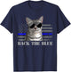 Back the Blue Police Cat Thin Blue Line American Flag Kids Men T-Shirt - T-Shirt | Navy