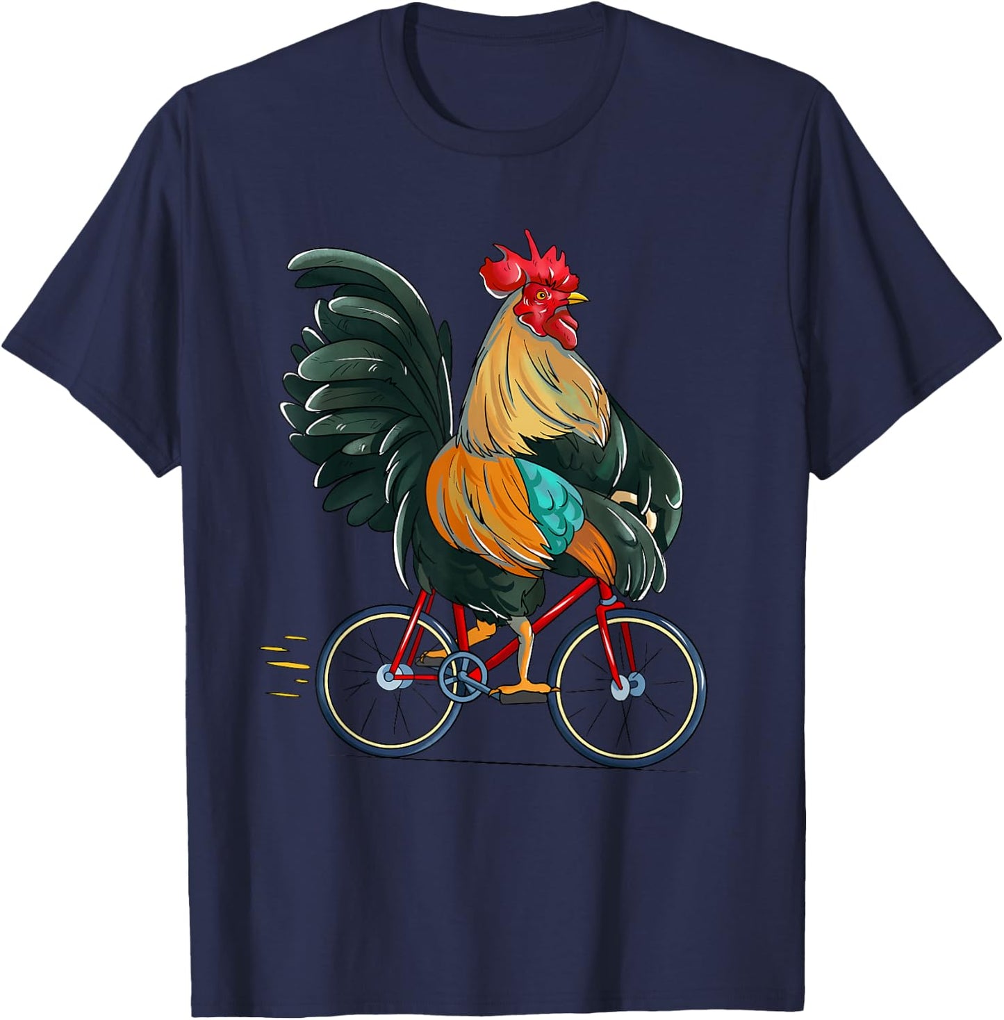 Rooster Riding Bicycle Cute Biker Cyclist T-Shirt - T-Shirt | Navy