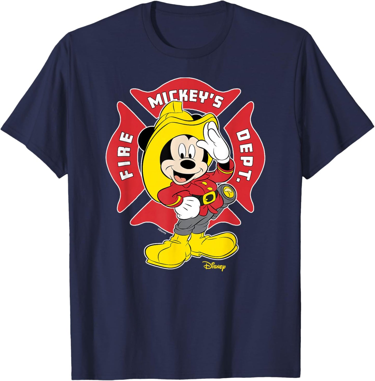 Mickey Mouse - Fire Department Career Badge T-Shirt - T-Shirt | Navy
