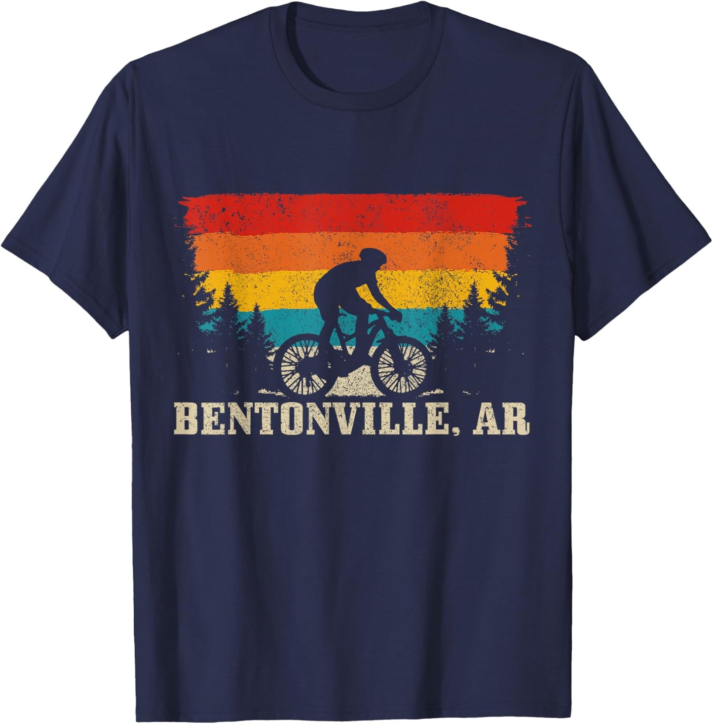 Bentonville Arkansas Vintage Mountain Bike Cycling T-Shirt - T-Shirt | Navy
