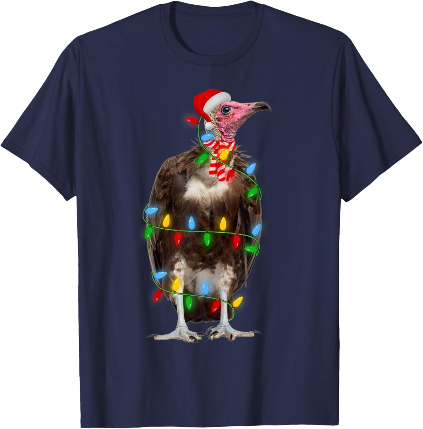 Vulture Bird Xmas Lighting Holiday Santa Vulture Christmas T-Shirt - T-Shirt | Navy