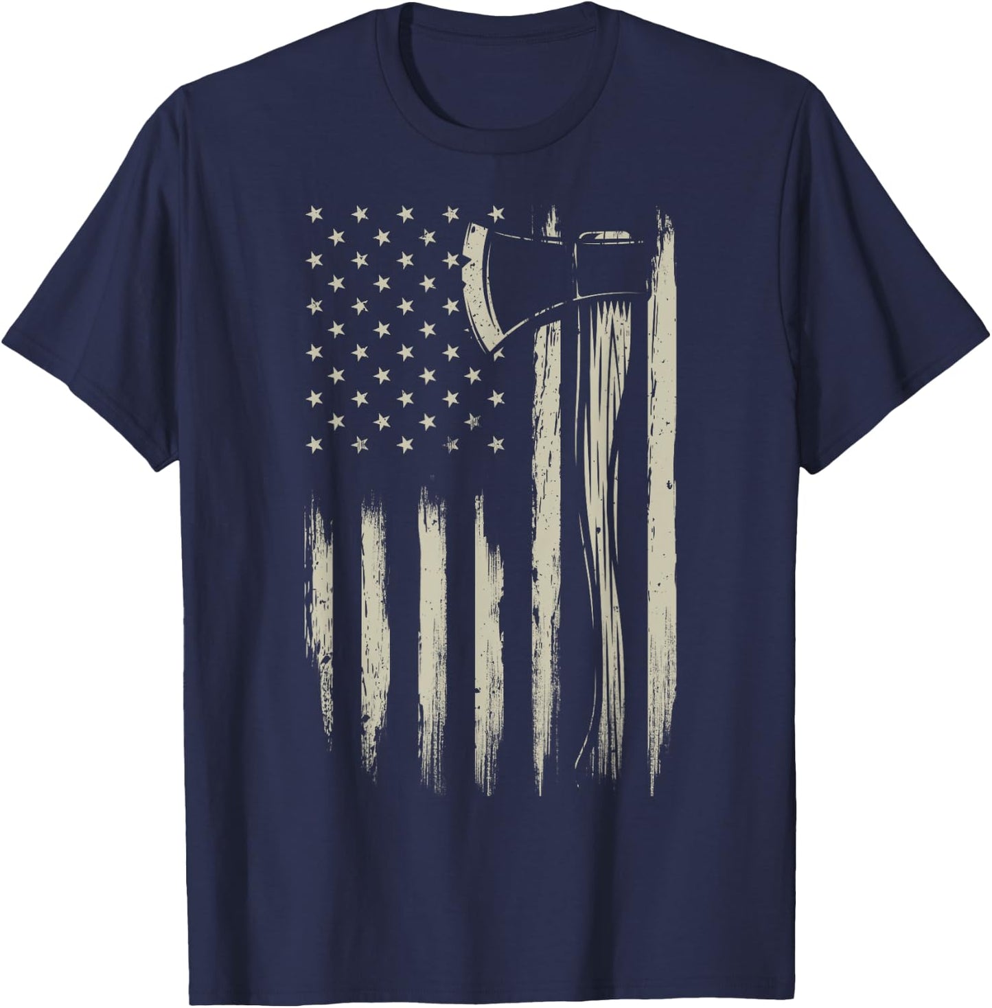Bushcraft Axe American Flag Bushcrafting Hatchet USA Flag T-Shirt - T-Shirt | Navy