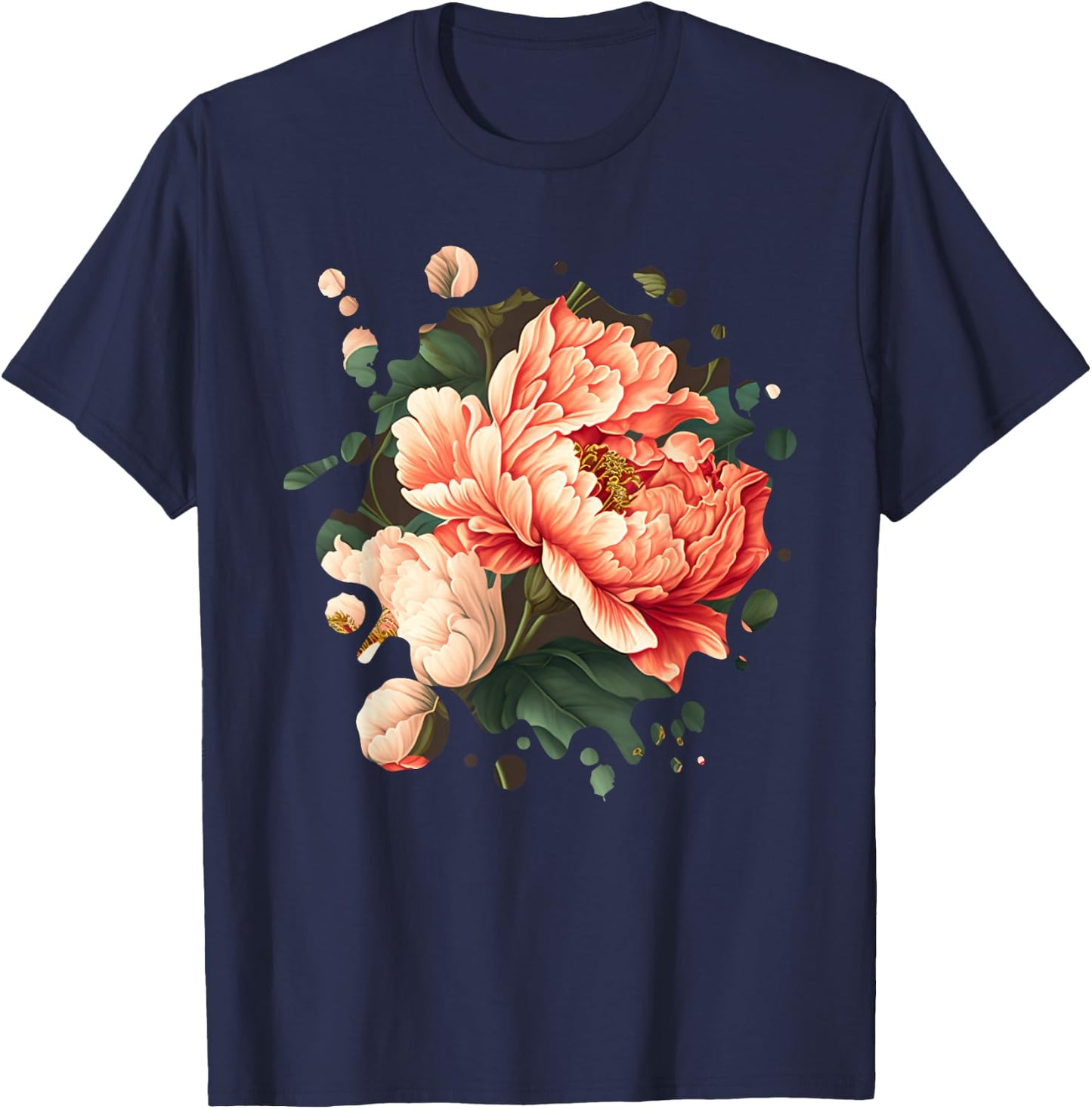 Vintage Peony Inspired Flower Plant Lover Funny gardening T-Shirt - T-Shirt | Navy