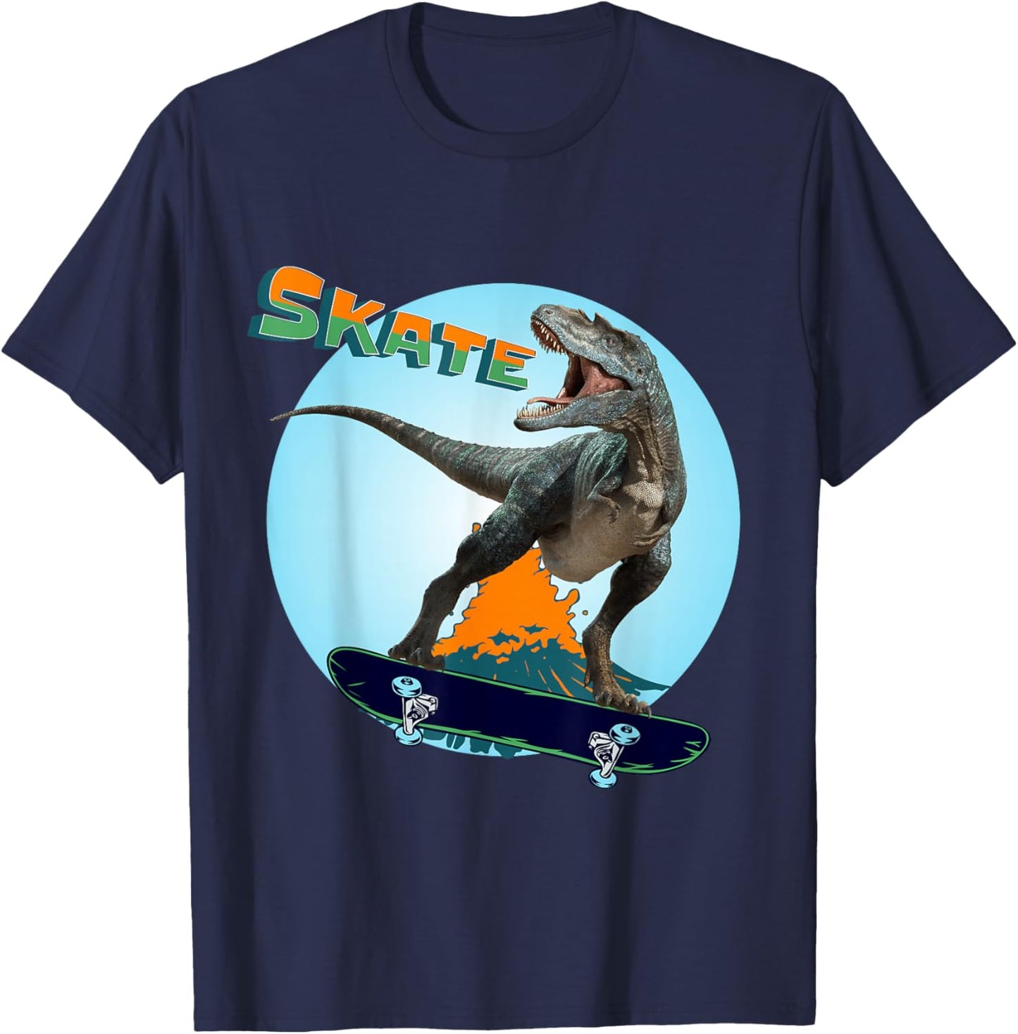 Cool Boys Skateboarding T Rex Dinosaur Skateboard Skate T-Shirt - T-Shirt | Navy