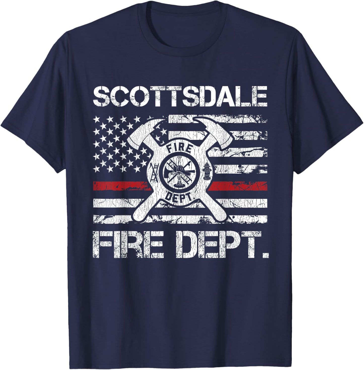 Scottsdale Arizona Fire Department Thin Red Line Fireman T-Shirt - T-Shirt | Navy