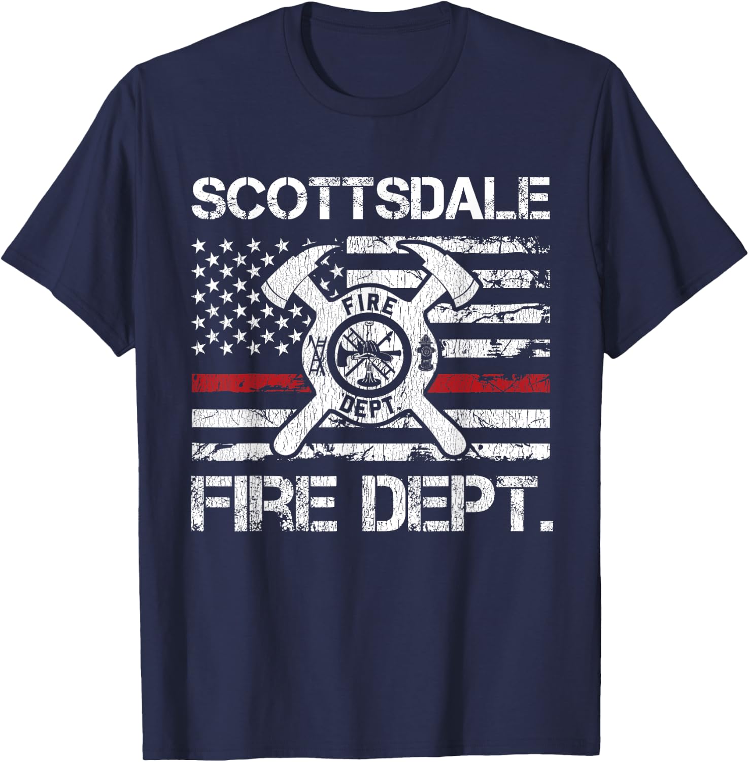 Scottsdale Arizona Fire Department Thin Red Line Fireman T-Shirt - T-Shirt | Navy
