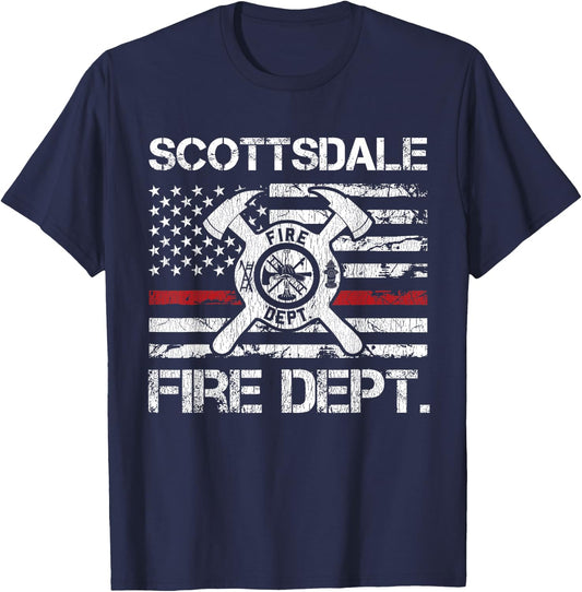 Scottsdale Arizona Fire Department Thin Red Line Fireman T-Shirt - T-Shirt | Navy