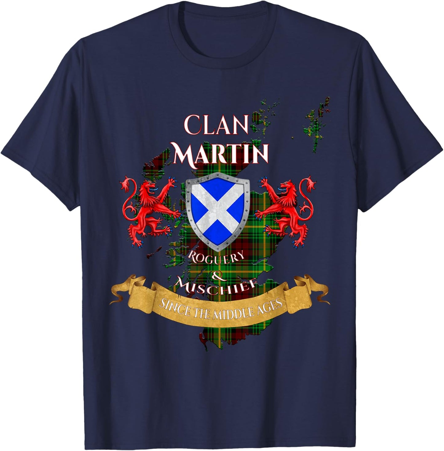 Martin Scottish Family Clan Middle Ages Mischief T-Shirt - T-Shirt | Navy