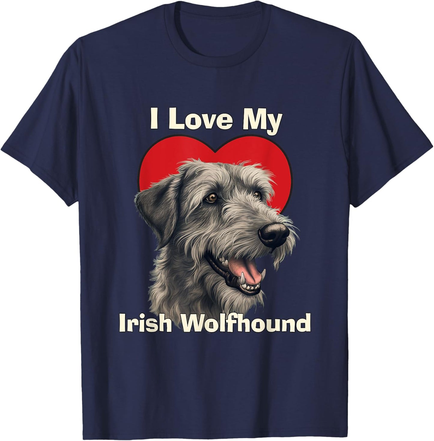 I Love My Irish Wolfhound Puppy Dog Men Women Kids T-Shirt - T-Shirt | Navy