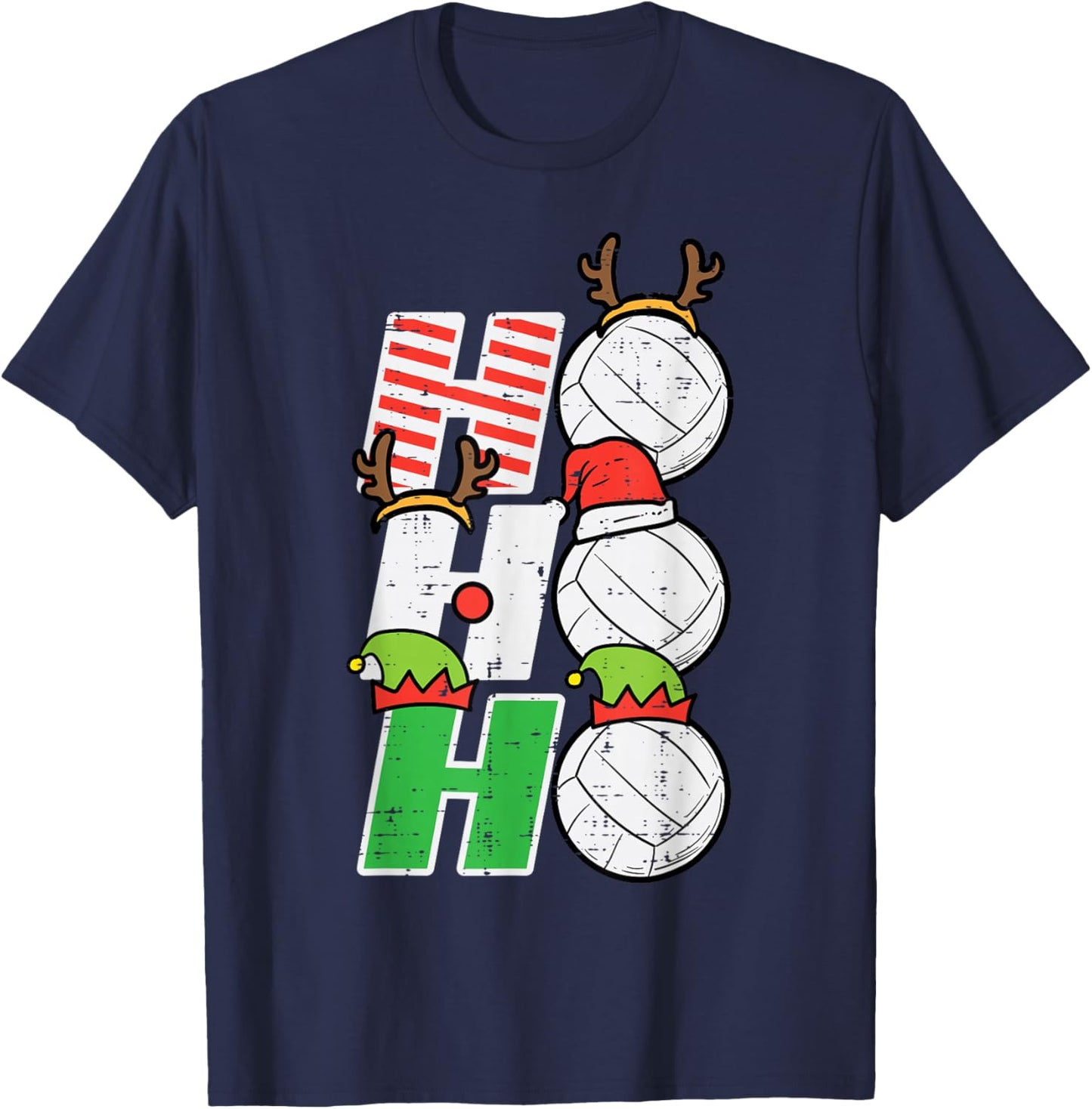 Christmas Volleyball Ho Ho Ho Xmas Sports Men Women Kids T-Shirt - T-Shirt | Navy
